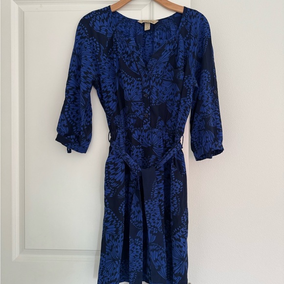 presley skye Nordstrom women’s 100% silk belted butterfly print dress SMALL 4 6 - Picture 5 of 9